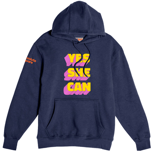 Yes she can - Heavyweight Unisex Hooded Pocket Sweatshirt